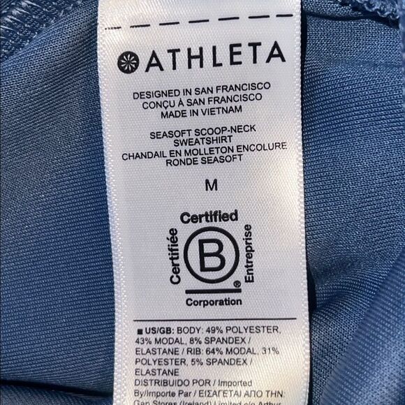 ATHLETA Cottage Blue Sea soft Scoop-neck Sweatshirt-M - Picture 9 of 10